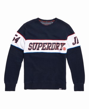 Superdry Retro Stripe Férfi Pulóver Sötétkék | HVPOC6837